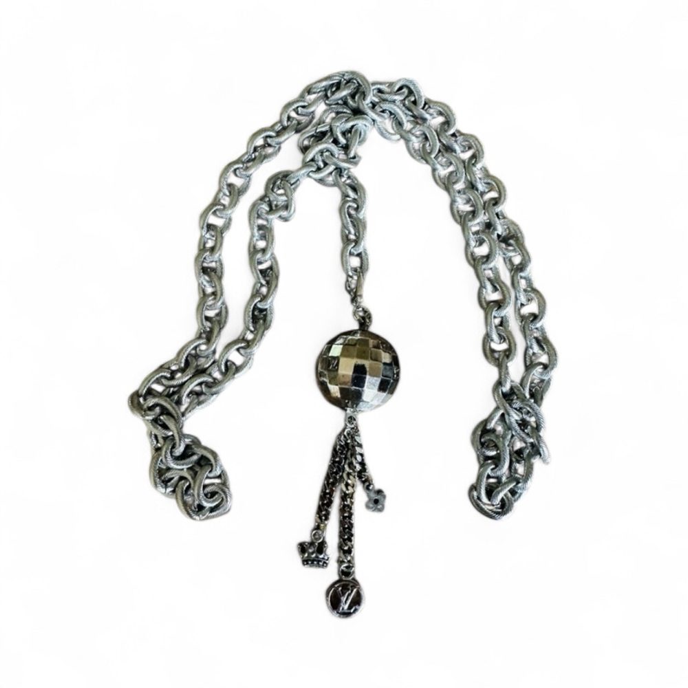 Louis Vuitton Disco Ball Charm keychain made into a Necklace
